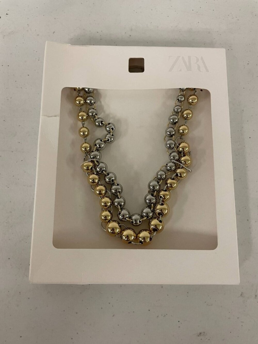 ZARA Necklace Mixed Metal Tone Two-Tone Silver Gold 1856/283 New